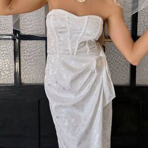 NWT 12TH TRIBE Brighton White Strapless Satin Wrap Dress